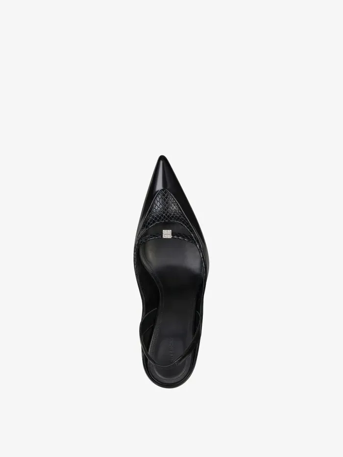 Women Heels Givenchy Raven Slingbacks In Leather And Ayers Black Women Heels Givenchy Raven Slingbacks In Leather And Ayers Black