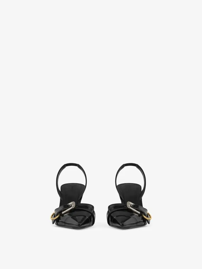 Women Heels Givenchy Voyou Slingbacks In Leather Black