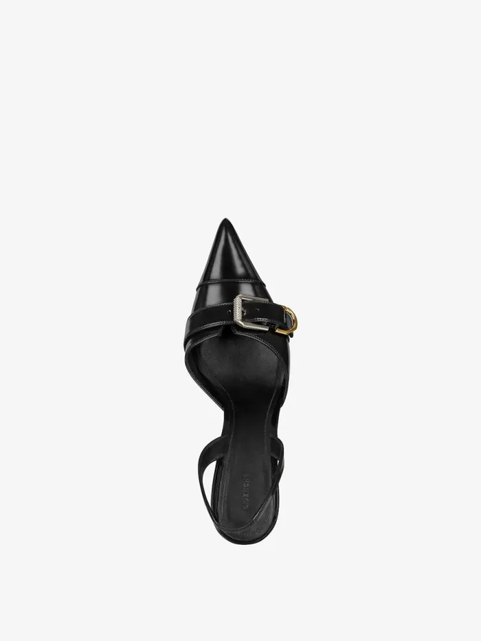 Women Heels Givenchy Voyou Slingbacks In Leather Black