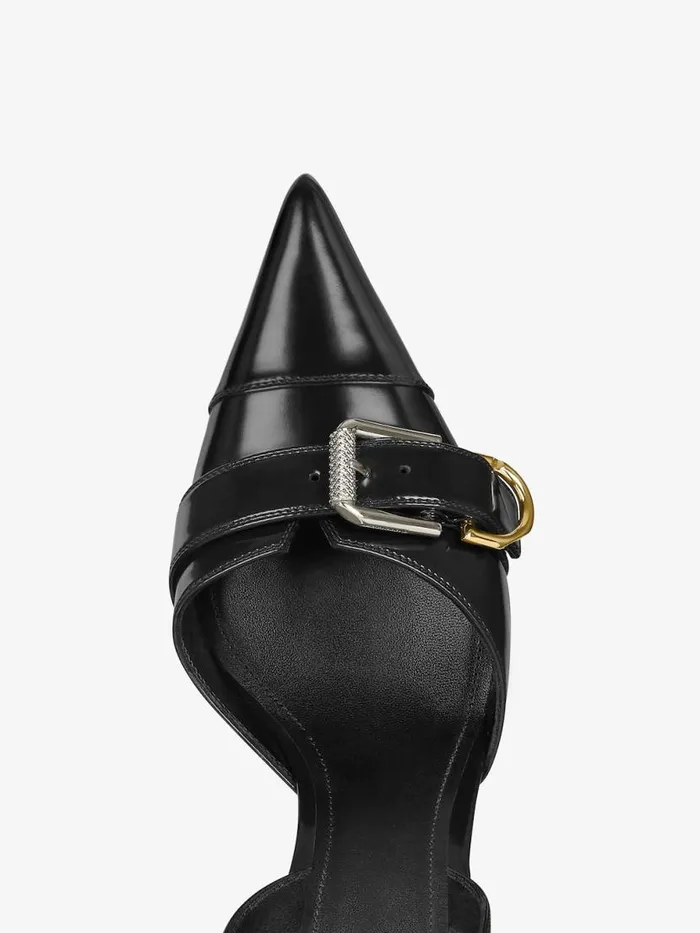 Women Heels Givenchy Voyou Slingbacks In Leather Black