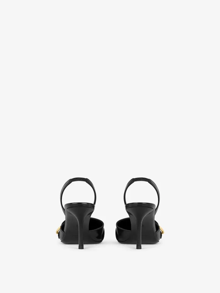 Women Heels Givenchy Voyou Slingbacks In Leather Black