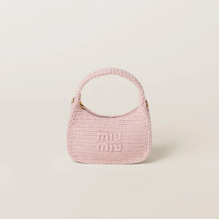 Women Hobo Bags Miu Miu Wander Crochet Hobo Bag Alabaster Pink