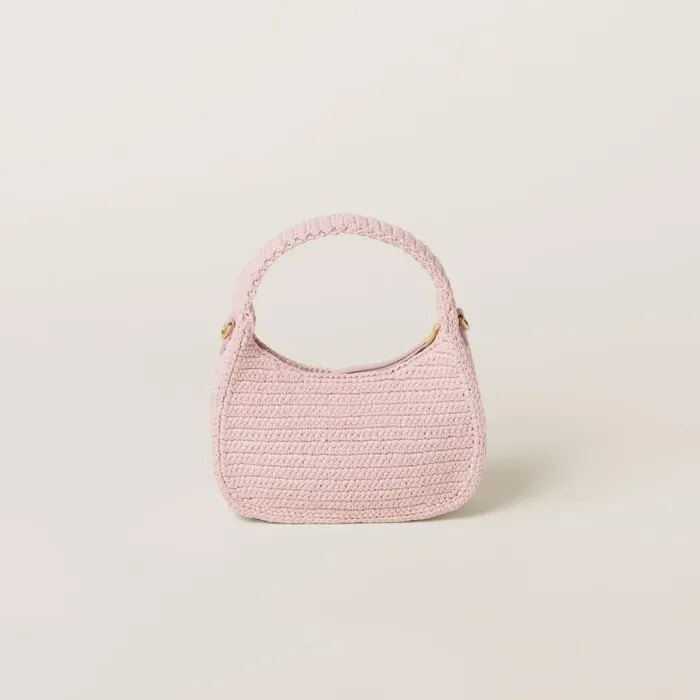Women Hobo Bags Miu Miu Wander Crochet Hobo Bag Alabaster Pink