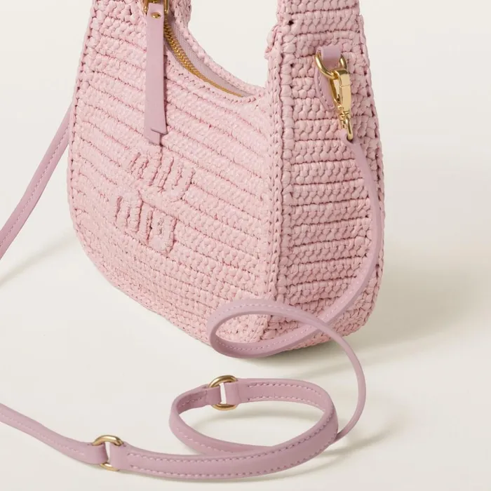 Women Hobo Bags Miu Miu Wander Crochet Hobo Bag Alabaster Pink