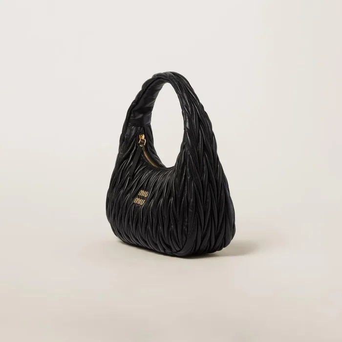Women Hobo Bags Miu Miu Wander Matelass Nappa Leather Hobo Bag Black Women Hobo Bags Miu Miu Wander Matelass Nappa Leather Hobo Bag Black