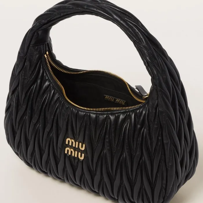 Women Hobo Bags Miu Miu Wander Matelass Nappa Leather Hobo Bag Black Women Hobo Bags Miu Miu Wander Matelass Nappa Leather Hobo Bag Black