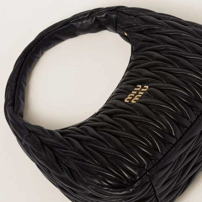 Women Hobo Bags Miu Miu Wander Matelass Nappa Leather Hobo Bag Black Women Hobo Bags Miu Miu Wander Matelass Nappa Leather Hobo Bag Black