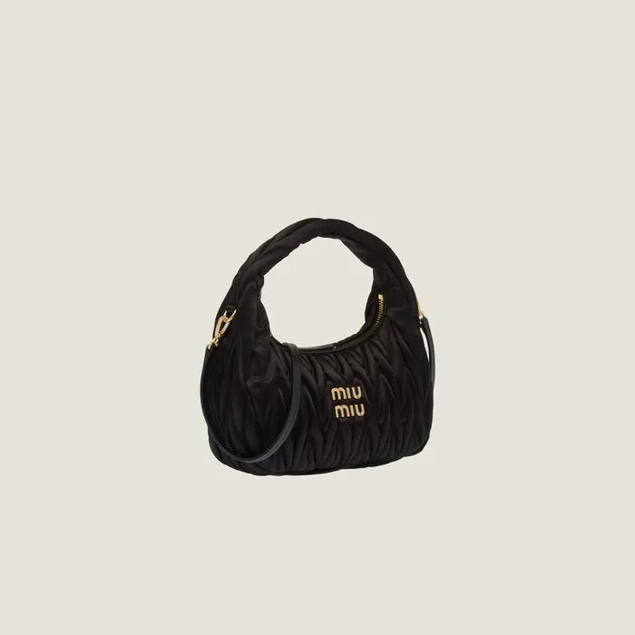 Women Hobo Bags Miu Miu Wander Matelass Satin Hobo Bag Black Women Hobo Bags Miu Miu Wander Matelass Satin Hobo Bag Black