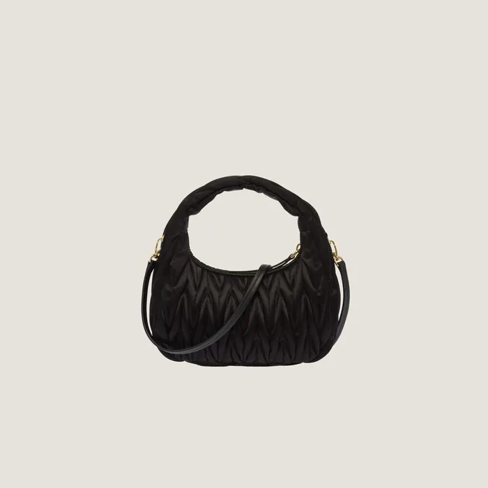 Women Hobo Bags Miu Miu Wander Matelass Satin Hobo Bag Black Women Hobo Bags Miu Miu Wander Matelass Satin Hobo Bag Black