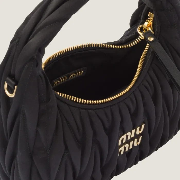 Women Hobo Bags Miu Miu Wander Matelass Satin Hobo Bag Black Women Hobo Bags Miu Miu Wander Matelass Satin Hobo Bag Black