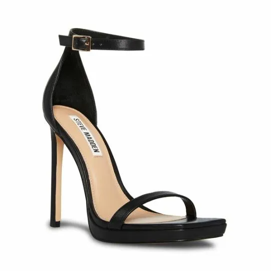 Women IRIDESSA BLACK LEATHER Black Leather Steve Madden Heels Women IRIDESSA BLACK LEATHER Black Leather Steve Madden Heels
