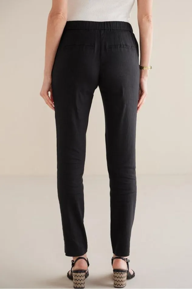 Women Isla Stretch Linen Slim Leg Pants Black Soft Surroundings Pants Women Isla Stretch Linen Slim Leg Pants Black Soft Surroundings Pants