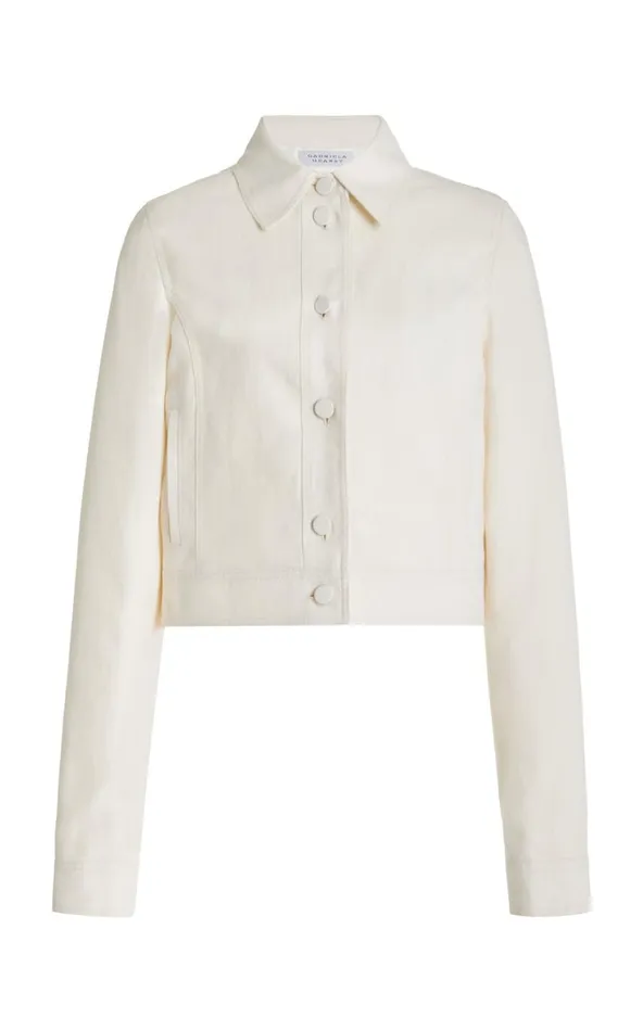 Women Jackets and Coats Gabriela Hearst Thereza Jacket In Ivory Linen Virgin Wool