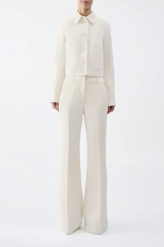 Women Jackets and Coats Gabriela Hearst Thereza Jacket In Ivory Linen Virgin Wool
