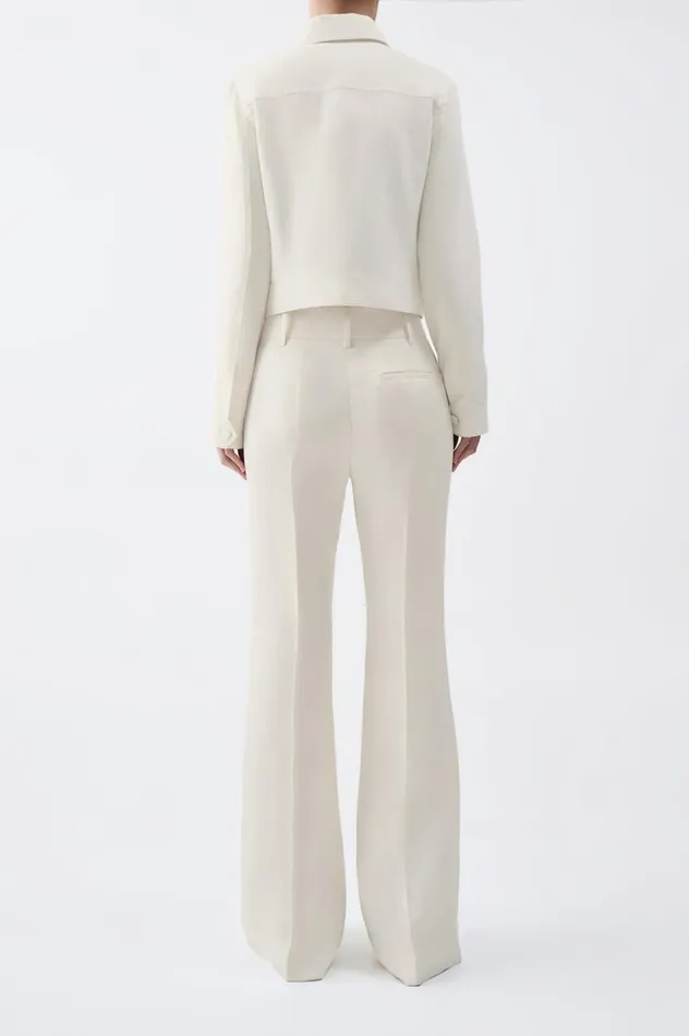 Women Jackets and Coats Gabriela Hearst Thereza Jacket In Ivory Linen Virgin Wool