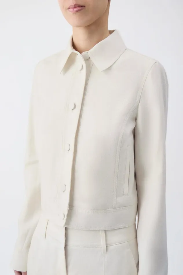 Women Jackets and Coats Gabriela Hearst Thereza Jacket In Ivory Linen Virgin Wool
