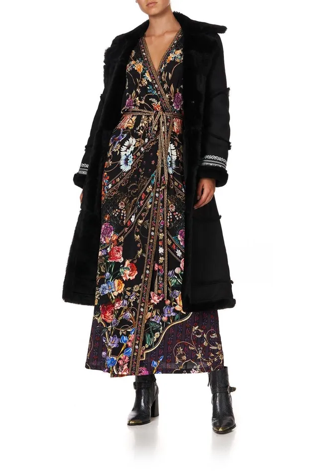 Women Jackets Camilla Long Suede Shearling Coat Mirror Mirror