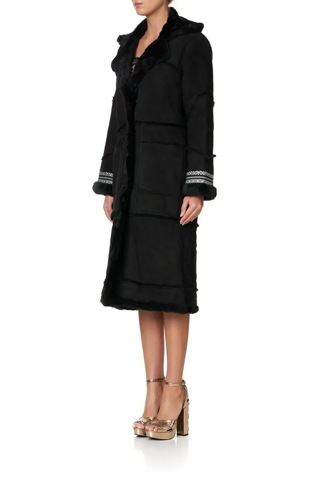 Women Jackets Camilla Long Suede Shearling Coat Mirror Mirror