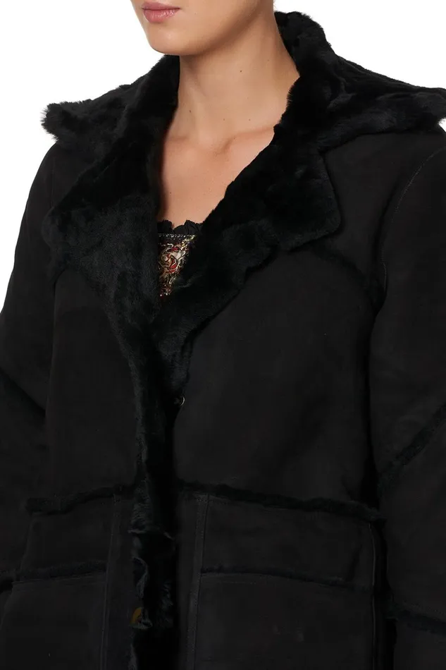 Women Jackets Camilla Long Suede Shearling Coat Mirror Mirror