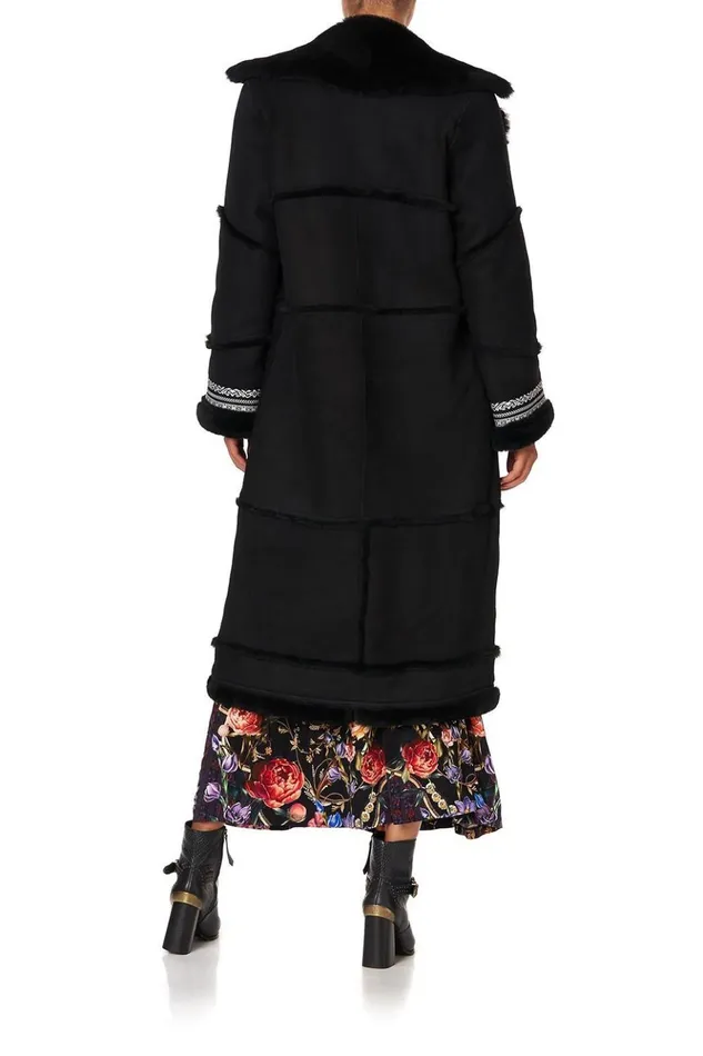 Women Jackets Camilla Long Suede Shearling Coat Mirror Mirror
