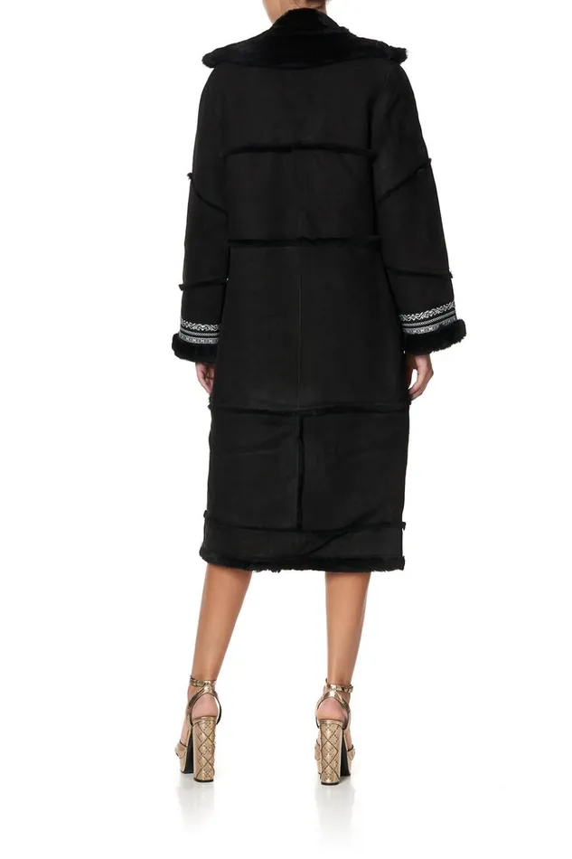 Women Jackets Camilla Long Suede Shearling Coat Mirror Mirror
