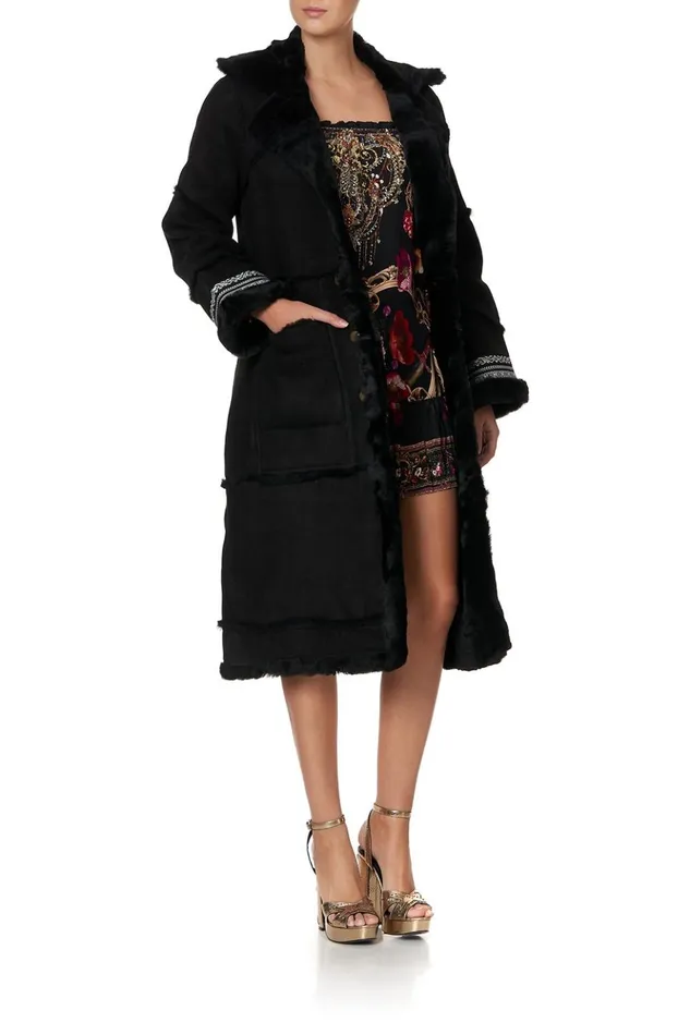 Women Jackets Camilla Long Suede Shearling Coat Mirror Mirror