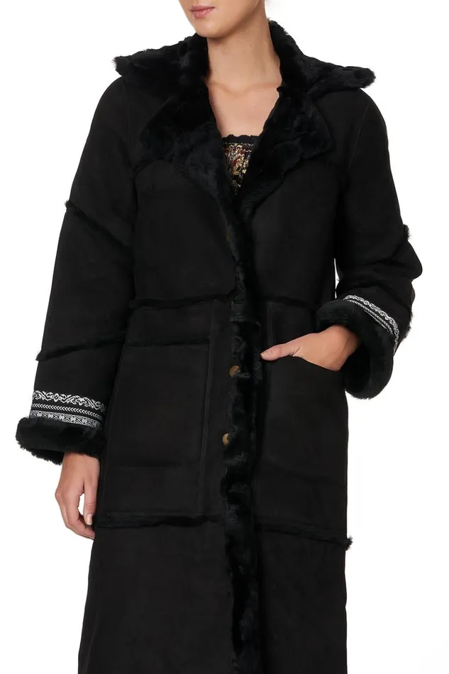 Women Jackets Camilla Long Suede Shearling Coat Mirror Mirror