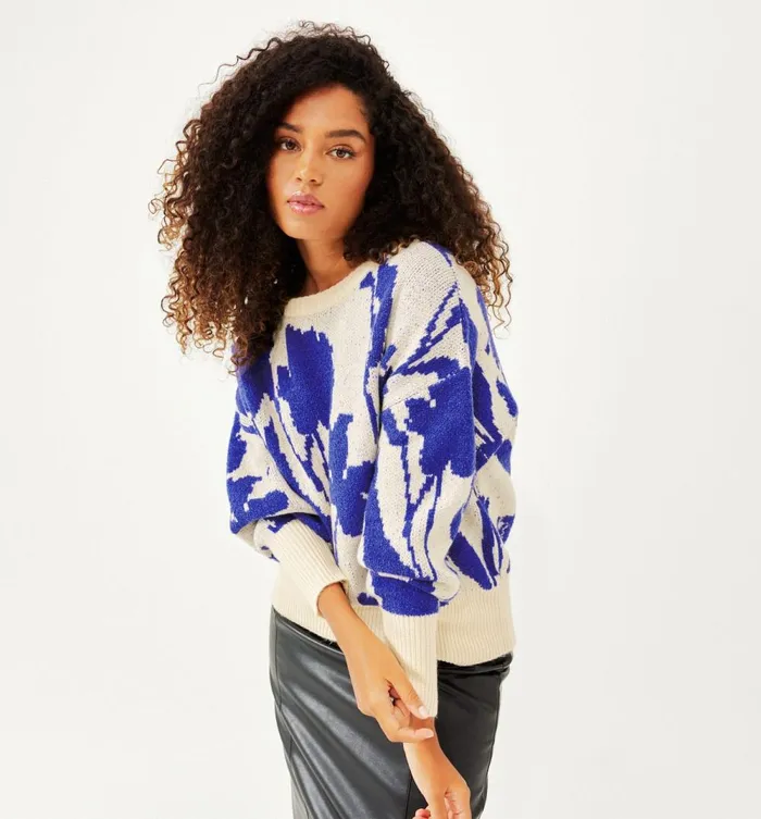 Women Jacquard Jumper 8211 Violet Print Promod Jumpers And Cardigans