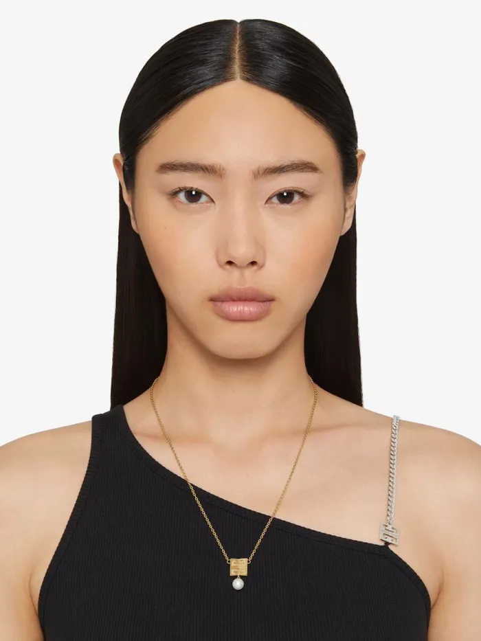 Women Jewelry Givenchy 4G Necklace In Metal With Pearl Golden Yellow