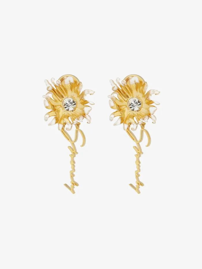 Women Jewelry Givenchy Daisy Earrings In Metal And Enamel With Crystal Goldenwhite