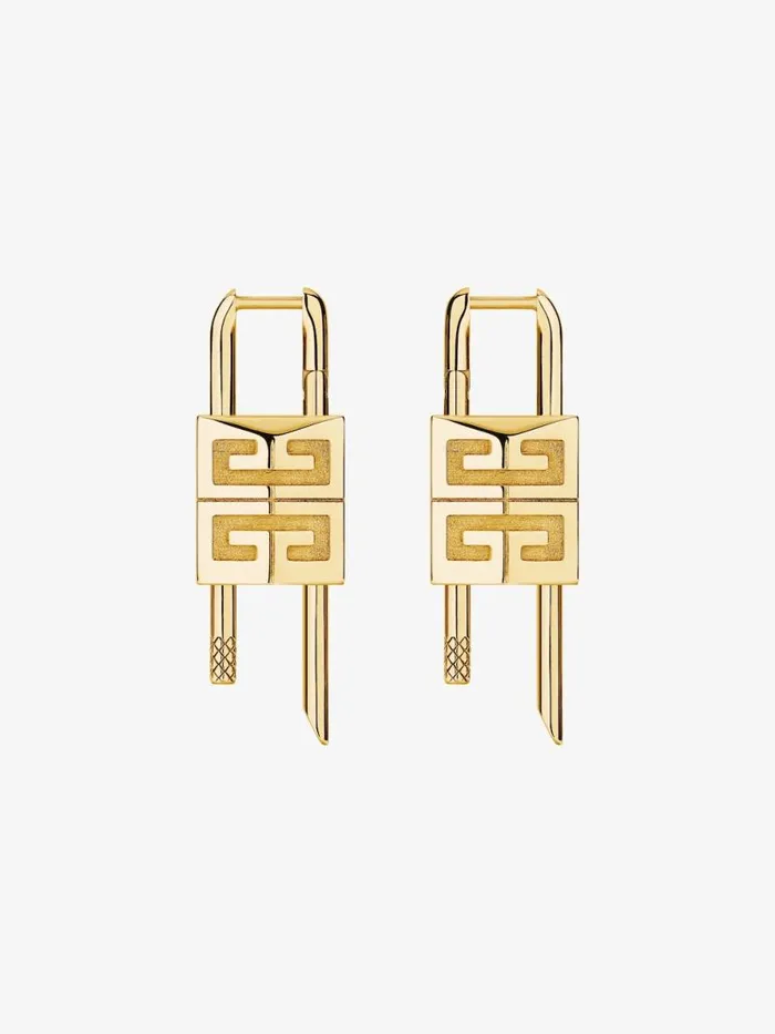 Women Jewelry Givenchy Lock Earrings In Metal Golden Yellow