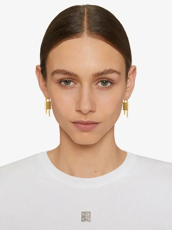Women Jewelry Givenchy Lock Earrings In Metal Golden Yellow