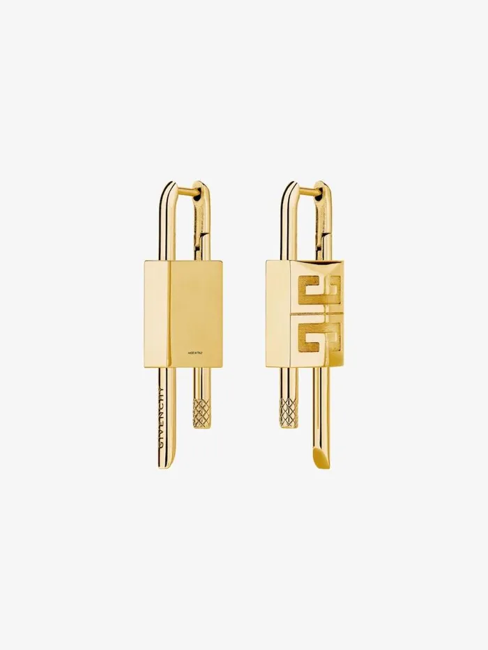 Women Jewelry Givenchy Lock Earrings In Metal Golden Yellow