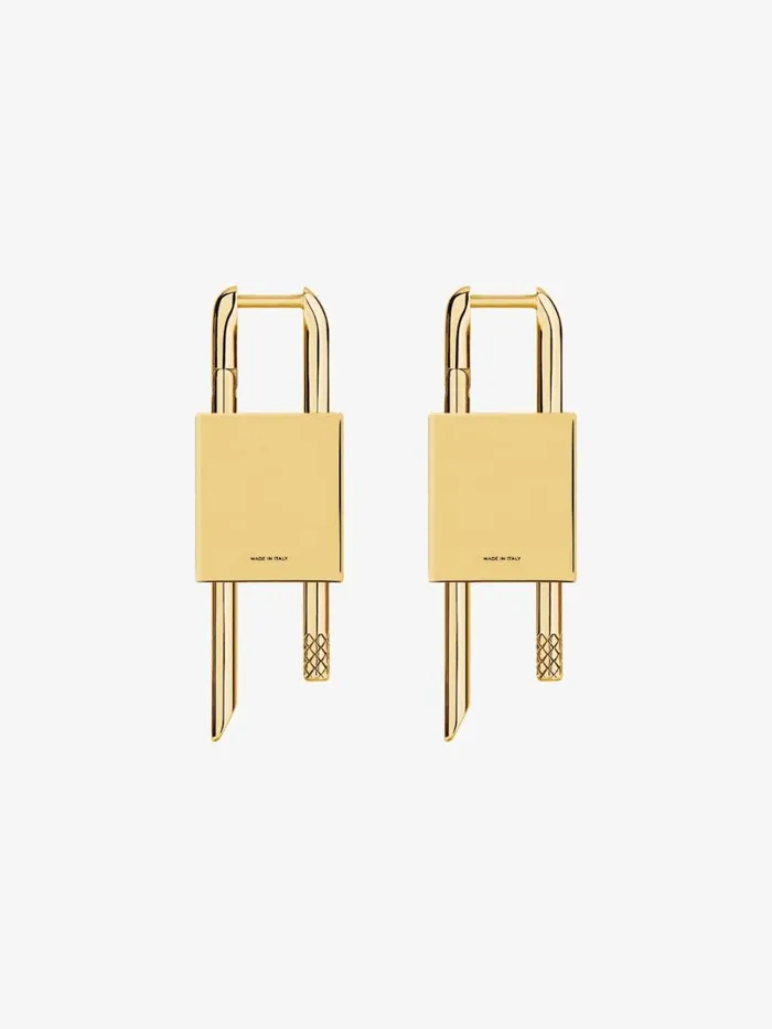 Women Jewelry Givenchy Lock Earrings In Metal Golden Yellow
