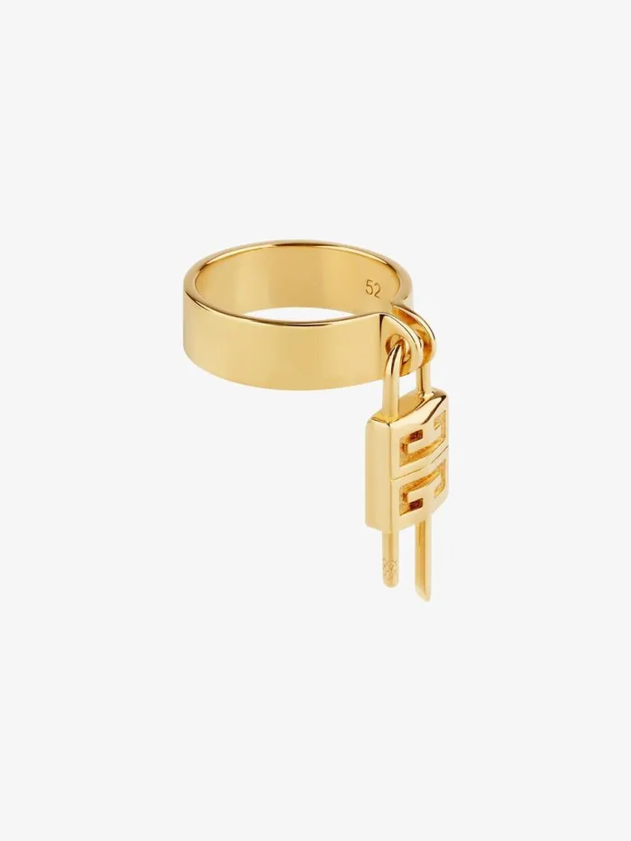 Women Jewelry Givenchy Mini Lock Ring In Metal Golden Yellow Women Jewelry Givenchy Mini Lock Ring In Metal Golden Yellow