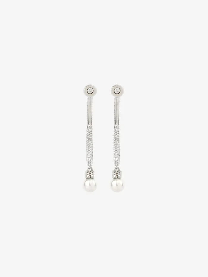 Women Jewelry Givenchy Pearl Earrings In Metal With Crystals Whitesilvery