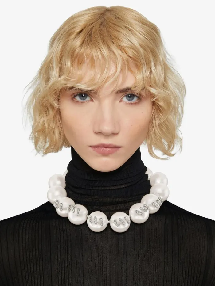 Women Jewelry Givenchy Stitch Necklace In Pearls With Crystals Whitesilvery Women Jewelry Givenchy Stitch Necklace In Pearls With Crystals Whitesilvery
