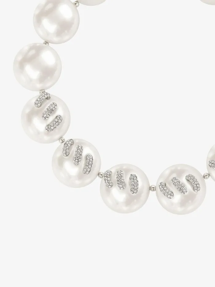 Women Jewelry Givenchy Stitch Necklace In Pearls With Crystals Whitesilvery Women Jewelry Givenchy Stitch Necklace In Pearls With Crystals Whitesilvery