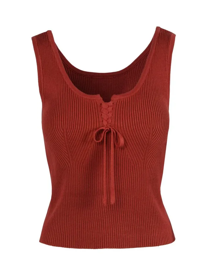 Women Johanna Lace Up Tank In Chili Oil Jessica Simpson Tops and Tees