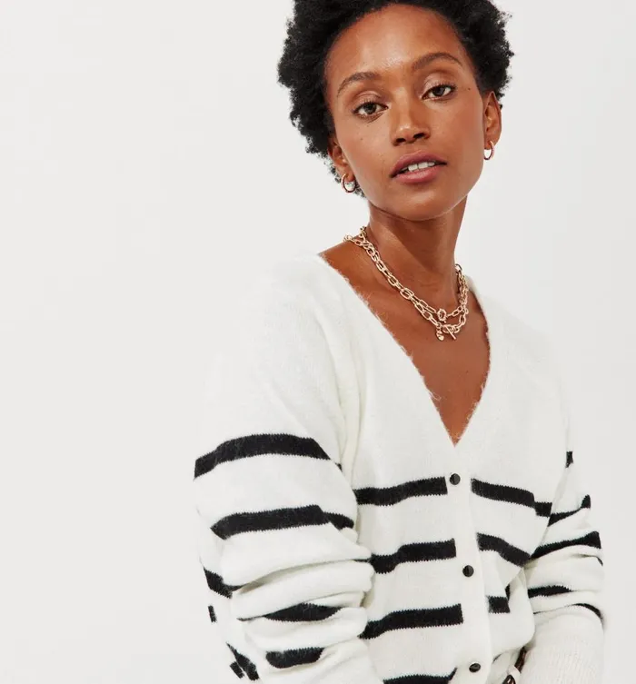 Women Jumper Cardigan 8211 Black Stripes Promod Jumpers And Cardigans