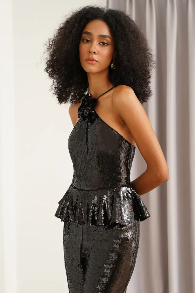 Women Jumpsuits and Rompers YUMI KIM COLLEEN JUMPSUIT Black Sequins