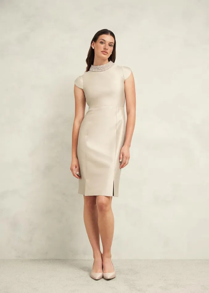 Women Katherine Wool Silk Dress Oyster Hobbs Dresses and Jumpsuits