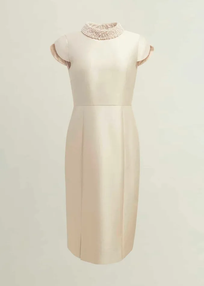 Women Katherine Wool Silk Dress Oyster Hobbs Dresses and Jumpsuits