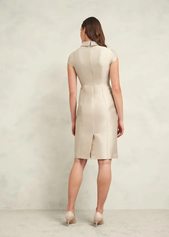 Women Katherine Wool Silk Dress Oyster Hobbs Dresses and Jumpsuits