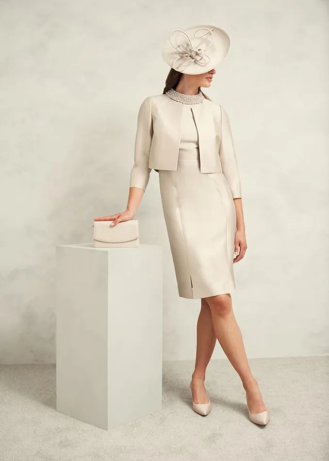 Women Katherine Wool Silk Dress Oyster Hobbs Dresses and Jumpsuits