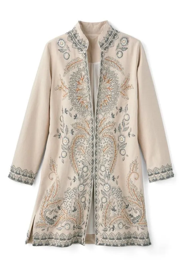 Women Kerala Embellished Natural Jacket Natural Seed Soft Surroundings Toppers Women Kerala Embellished Natural Jacket Natural Seed Soft Surroundings Toppers
