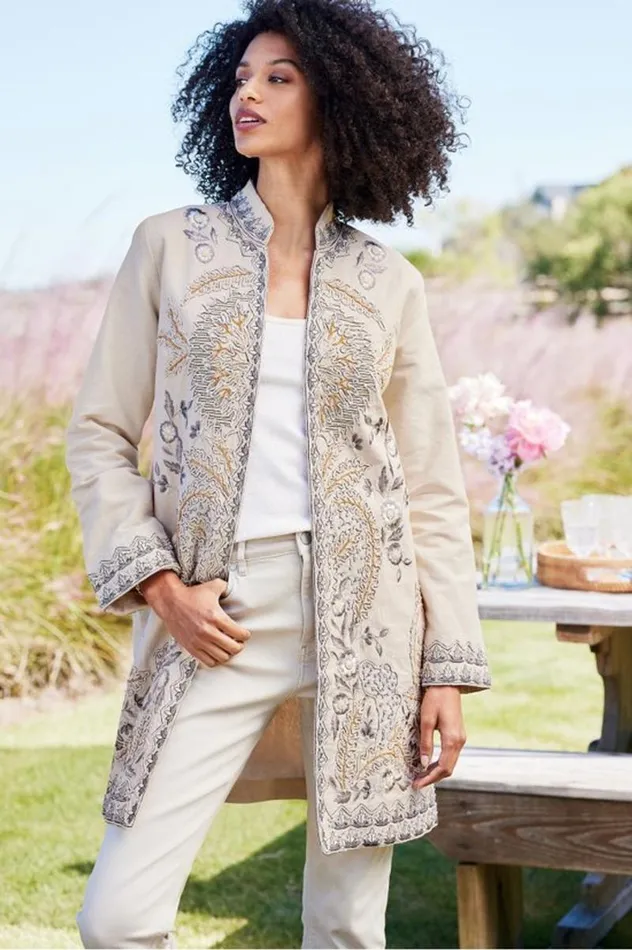 Women Kerala Embellished Natural Jacket Natural Seed Soft Surroundings Toppers Women Kerala Embellished Natural Jacket Natural Seed Soft Surroundings Toppers