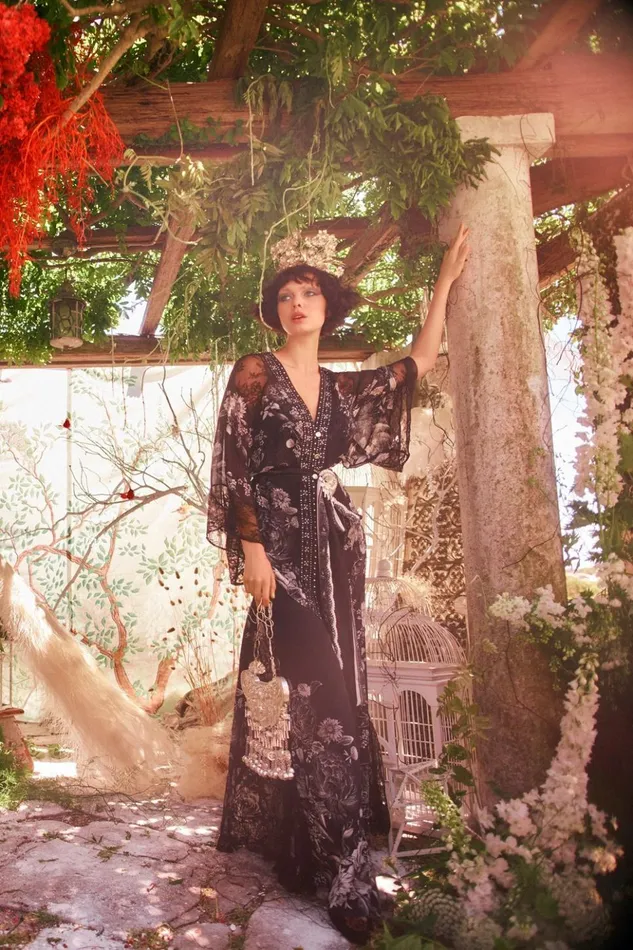 Women Kimonos Camilla Kimono With Shoulder Inserts Moonshine Bloom