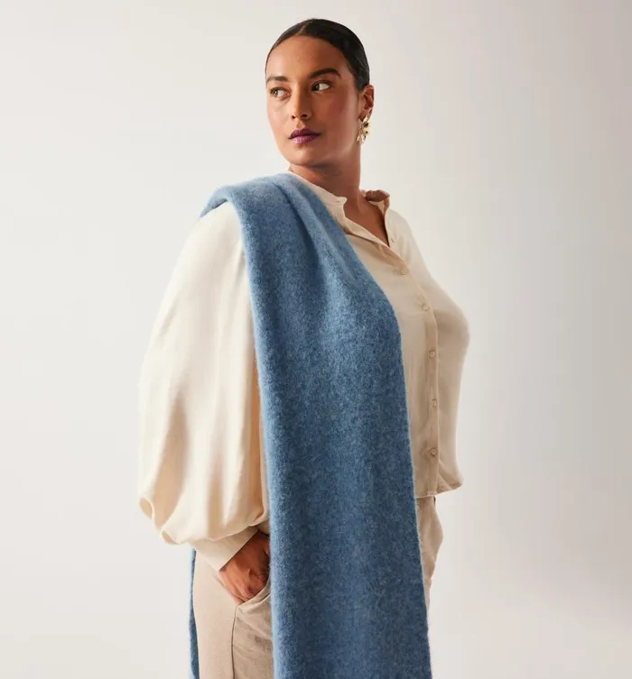 Women Knit Scarf With Alpaca 8211 Sky Blue Promod Scarves