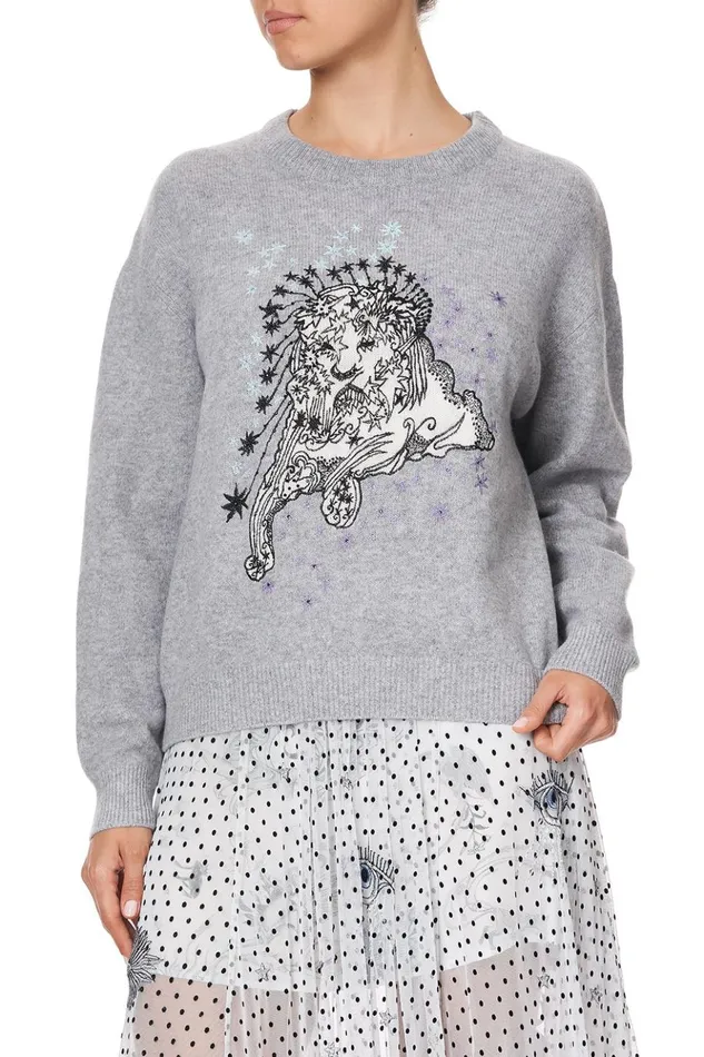 Women Knitwear Camilla Crew Neck Boxy Knit With High Low Hem Moonlit Musings